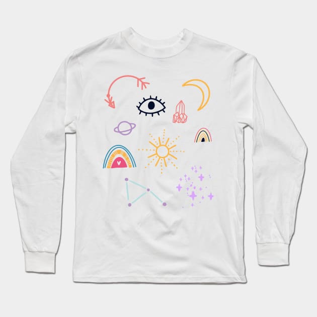 Mystic Boho Sticker pack Long Sleeve T-Shirt by Vintage Dream